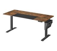 Bureau Assis Debout Électrique - SONGMICS - 70 x 160 cm - Réglable en Hauteur - Marron Rustique et Noir Pur