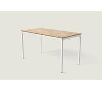 Bureau assis debout HomeMax - Blanc / Chêne massif / 160x80 cm
