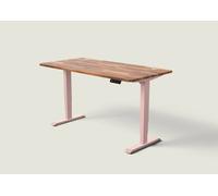 Bureau assis debout HomePro - Rose poudré / Noyer massif / 160x80 cm