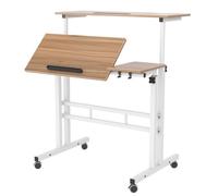 Bureau Assis-Debout Informatique Roulant SOGESHOME - Chêne - Hauteur Réglable 67-115cm - Multifonctionnel