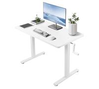 Bureau Assis-Debout Manuel, Bureau Gaming Robuste à Hauteur réglable, Bureau d'ordinateur avec manivelle, Table de Bureau à Domicile (Blanc)