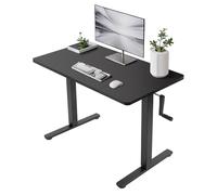 Bureau Assis-Debout Manuel, Bureau Gaming Robuste à Hauteur réglable, Bureau d'ordinateur avec manivelle, Table de Bureau à Domicile (Noir)