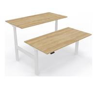 Bureau assis-debout partagé 2 postes Eminence 2 - Réglage électrique en hauteur - L.180 x P.166 cm - Plateau Chêne canadien - Pieds Blanc