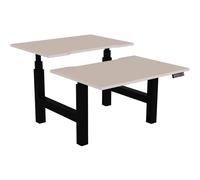 Bureau assis-debout partagé Activ'o - Réglage électrique en hauteur - L.120 x P.80 cm - Plateau Argile avec échancrure - Pieds Noir