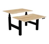 Bureau assis-debout partagé Activ'o - Réglage électrique en hauteur - L.120 x P.80 cm - Plateau Chêne Nebraska avec échancrure - Pieds Noir
