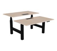 Bureau assis-debout partagé Activ'o - Réglage électrique en hauteur - L.140 x P.80 cm - Plateau Chêne avec top access - Pieds Noir