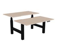 Bureau assis-debout partagé Activ'o - Réglage électrique en hauteur - L.140 x P.80 cm - Plateau Chêne avec échancrure - Pieds Noir