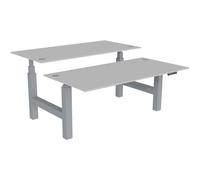 Bureau assis-debout partagé Activ'o - Réglage électrique en hauteur - L.160 x P.80 cm - Plateau Blanc avec obturateurs - Pieds Gris