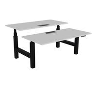 Bureau assis-debout partagé Activ'o - Réglage électrique en hauteur - L.160 x P.80 cm - Plateau Blanc avec top access - Pieds Noir