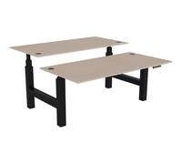 Bureau assis-debout partagé Activ'o - Réglage électrique en hauteur - L.160 x P.80 cm - Plateau Chêne avec obturateurs - Pieds Noir