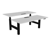 Bureau assis-debout partagé Activ'o - Réglage électrique en hauteur - L.180 x P.80 cm - Plateau Blanc avec top access - Pieds Noir