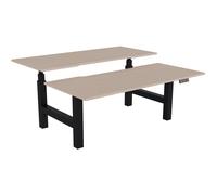 Bureau assis-debout partagé Activ'o - Réglage électrique en hauteur - L.180 x P.80 cm - Plateau Chêne avec échancrure - Pieds Noir