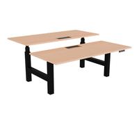 Bureau assis-debout partagé Activ'o - Réglage électrique en hauteur - L.180 x P.80 cm - Plateau Hêtre avec top access - Pieds Noir