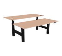 Bureau assis-debout partagé Activ'o - Réglage électrique en hauteur - L.180 x P.80 cm - Plateau Hêtre avec obturateurs - Pieds Noir