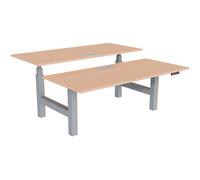 Bureau assis-debout partagé Activ'o - Réglage électrique en hauteur - L.180 x P.80 cm - Plateau Hêtre avec top access - Pieds Gris