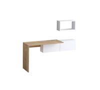 Bureau asymétrique avec rangement mural MDF 145x45x74 cm Beige