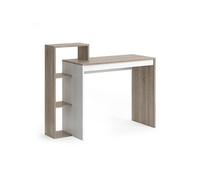 Toilinux - Bureau design scandinave Isidor - L. 110 x H. 91 cm - Couleur bois et blanc - Isidor Marron