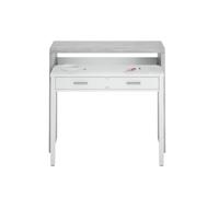 Bureau avec 1 étagère - niche et 2 tiroirs coloris Blanc Artik - Ciment en mélamine - Dim: 88 x 99 x 36 cm