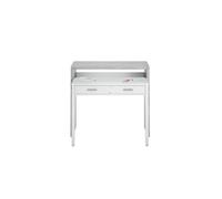 Bureau droit Pegane Bureau avec 1 etagere / niche et 2 tiroirs coloris Blanc Artik / Ciment en melamine - Dim: 88 x 99 x 36 cm --