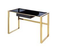 Bureau avec 1 tiroir - Verre trempé et acier - Noir et doré - SALI de Pascal Morabito