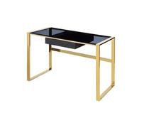 Bureau avec 1 tiroir - Verre trempé et acier - Noir et doré - SALI de Pascal Morabito Noir