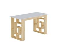 Bureau avec 10 étagères - Coloris : Naturel et blanc - JOVISO