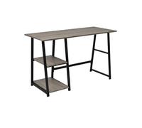 vidaXL Bureau – Table d'ordinateur avec 2 étagères, gris chêne
