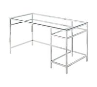 Bureau avec 2 étagères - Verre trempé et acier - Argent - TIZIO de Pascal Morabito Transparent, Argenté