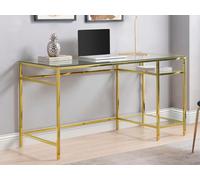 Bureau avec 2 étagères - Verre trempé et acier - Doré - TIZIO de Pascal Morabito
