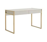 Bureau avec 2 tiroirs - MDF et métal - Beige et doré - MASON de