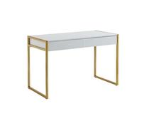 Bureau avec 2 tiroirs - MDF laqué et métal - Blanc et doré - MASON de Pascal Morabito