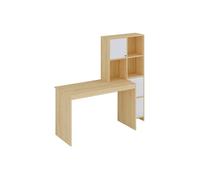Bureau avec 3 placards et 3 niches - Coloris : Naturel et blanc - ALIOBINI