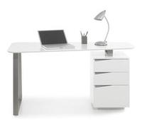 Bureau droit Pegane Bureau avec 3 tiroirs coloris laque blanc mat - L150 x H76 x P67 cm --