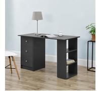 Bureau avec 3 Tiroirs Lemberg 120x49x72cm Gris Foncé [en.casa]