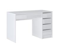 Bureau avec 5 tiroirs - Blanc brillant - JENEMI