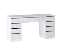 Bureau avec 9 tiroirs - Blanc Brillant - JENEMI