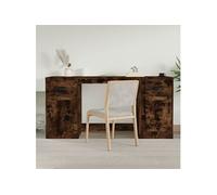Vidaxl Bureau Avec Armoire Chêne Fumé Bois D'ingénierie Marron