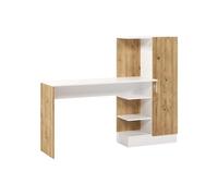 Bureau avec armoire de rangements - Coloris : Naturel et blanc - MILARIA