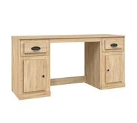 Bureau avec armoire en bois d'ingénierie couleur chêne sonoma | Bois d'ingénierie, résistant à l'humidité, fixation murale incluse, instructions de montage, convient pour l'étude et