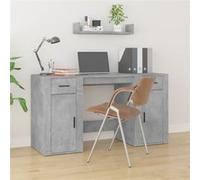 Bureau avec armoire gris béton bois d'ingénierie bureau bureau d'étude vidaXL