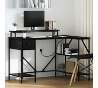 vidaXL Bureau Chêne noir 120×79×86,5 cm Bois d'ingénierie tiroir lumières LED moderne