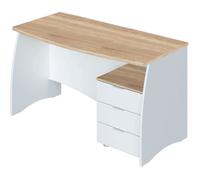Bureau avec caisson de 3 tiroirs coloris blanc artic / chêne canadien - Hauteur 74 x Longueur 136 x Profondeur 67 cm chêne canadien