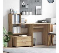 Bureau avec espace de rangement en chêne Artisan 131,5 x 50 x 106,5 cm | Système d'étagères stable, montage des deux côtés, surface lisse, polyvalent, facile d'entretien