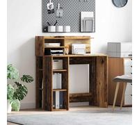 Bureau avec espace de rangement, étagère aspect bois vieilli, 90 x 48 x 101,5 cm, matériau à base de bois, bureau d'ordinateur moderne pour la maison, le bureau, les jeux, l'écriture, la chambre