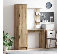 vidaXL Bureau 2 pcs avec rangement – chêne fumé, design rectangulaire, 78,5x37x154,5 cm