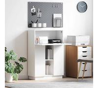 vidaXL Bureau d'écriture 71,5×31,5×106,5 cm Bois d'ingénierie – Moderne, compact, étagères – Blanc