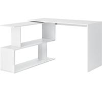 Bureau avec étagère Bureau d'angle Bureau de travail en L Bureau d'angle Panneau de particules Blanc [en.casa]