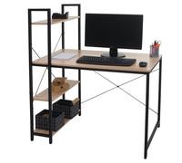 Mendler Bureau avec étagère HWC-K81 100 x 60 cm métal bois naturel
