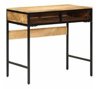 Bureau avec étagère - Marron - 80 x 50 x 75 cm - En bois de manguier massif - Moderne - Pour bureau à domicile, ordinateur portable, apprendre et écrire