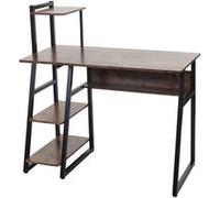Bureau avec étagère HWC-K68 certifié MVG 100x50cm, métal MDF brun